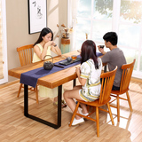 美式铁艺实木餐桌小户型西餐厅吃饭桌子家用长方形方桌简约餐台