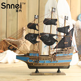 外贸原单木质工艺帆船海盗船模型摆件一帆风顺船纯手工帆船模型