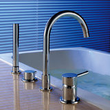德国AZOS浴缸水龙头浴缸花洒套装冷热全铜缸边式水龙头五件套立式