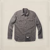 RRL 复古咔叽 烟灰色纯色修身纯棉长袖衬衫