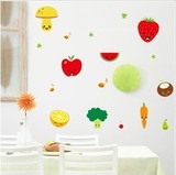 墙贴纸 幼儿园教室装饰餐厅厨房橱柜冰箱创意可移除贴纸水果蔬菜