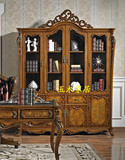 美式实木家具书柜欧式木质雕刻奢华深色大书橱储物柜收纳柜可定制