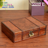 创意桌面收纳盒木质带锁首饰盒书本盒ZAKKA小木盒子复古储物盒