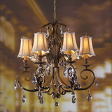 欧式卧室灯客厅灯温馨布罩吊灯复古美式田园吊灯古铜做旧铜色吊灯