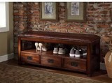 2013美式真皮牛皮实木床尾凳换鞋凳家具储物柜玄关皮革木质