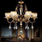 欧式水晶灯全铜小客厅餐厅灯简欧纯铜吊灯怀旧奶茶店咖啡厅装饰灯
