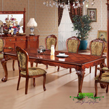 特价欧式长餐桌 仿古橡木实木雕花大餐台 高档别墅饭桌1.8/2.4米
