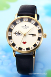 日本正品代购直邮kate spade新款女美人眼睛红唇人脸镶钻表盘手表