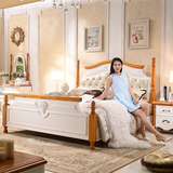 美式床 实木床白蜡木床1.8米成人卧室套房家具美式地中海双人婚床