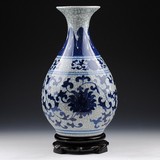 景德镇陶瓷器，仿古青花哥窑、开片花瓶、玉壶春瓶，家居装饰摆件