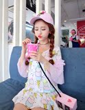 糖果色t恤女宽松短袖韩国甜美可爱印花卡通潮牌中长款连衣裙夏潮