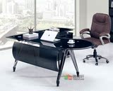 时尚创意钢化玻璃办公桌 老板桌 书桌写字桌不锈钢转角组合大班桌