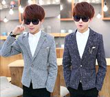 春季新款男士小西装修身青少年韩版休闲单件西服外套长袖学生潮流