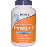 现货超值价 美国Now Foods, Omega-3 分子蒸馏深海鱼油，200粒