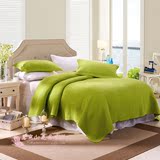 外贸出口韩国绗缝被三件套绿色水洗被超柔高档双人床盖加厚床单