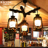 中式复古煤油马灯 美式乡村铁艺餐厅吊灯怀旧咖啡厅酒吧特色灯具