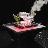 水晶玻璃流水喷泉摆件加湿器 陶瓷办公桌面工艺品小水景喷雾化器