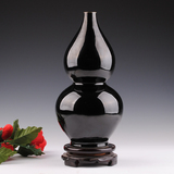 景德镇陶瓷器 现代时尚颜色釉黑色葫芦花瓶 居家装饰工艺品摆设