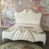 欧式双人床结婚床 现代简约卧室雕花皮艺床1.8米 别墅户型欧式床