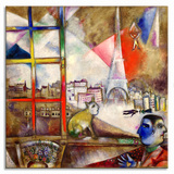 窗外巴黎 Marc Chagall 夏加尔 装饰画家居艺术法式浪漫梦幻诗意