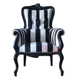 特价黑白条纹沙发椅布艺休闲椅新古典单人椅办公椅高背椅个性椅子