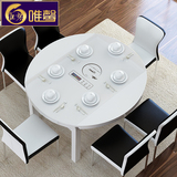 餐桌椅组合伸缩圆餐桌简约现代6人实木折叠智能电磁炉圆形餐桌