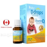 加拿大Ddrops纯天然婴儿维生素D3滴剂(Baby Ddrops 400IU 90天量)