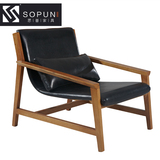 思普 北欧现代简约胡桃木风格 实木休闲椅 艺术椅扶手椅 躺椅