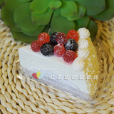 台湾高仿真乳胶蛋糕模型三角形白奶油覆盆子水果糕点模具仿真食物