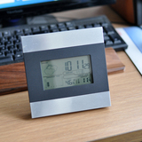 大屏幕LCD数字电波钟 温度湿度计 可挂台钟 桌面床头客厅闹钟