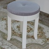 欧式实木圆凳宜家简约矮凳小凳子梳妆凳象牙白色外贸原单布艺座凳