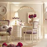 意大利奢华彩绘梳妆台妆凳镜欧式公主豪宅卧室化妆桌实木雕刻家具