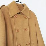 孤品Vintage古着 驼色 双排扣 军装款长袖复古长款羊毛大衣