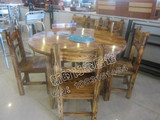 配套餐桌台实木桌子餐厅圆火锅桌仿古桌椅实木桌大排档桌椅长桌子