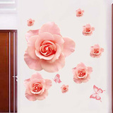 墙贴纸贴画墙纸贴浪漫玫瑰花 温馨婚房卧室客厅大型背景墙壁贴