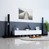 博尼奥创意电视柜白色烤漆带分割底板现代简约 白色烤漆+黑橡木色