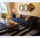 包邮布艺沙发床 折叠美式麻布客厅三人双人样板间沙发家具定制