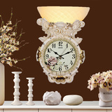 欧式客厅挂钟复古艺术创意时钟个性家居酒吧装饰钟表带灯 LH271FS