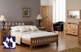 简约实木双人床红橡原木1.5米1.8米床定制田园全实木环保卧室家具
