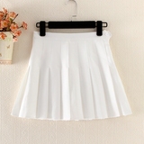 白色短裙半身裙显瘦夏收腰短款百褶裙中裙甜美a字裙伞裙高腰裙子