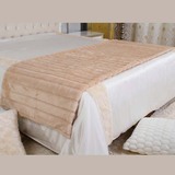 现代样板房床尾巾 样板间床旗毛绒搭毯 高档米黄色床尾垫床上用品