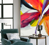 现代简约彩色抽象客厅背景装饰画花卉油画玄关装饰画现代挂画壁画