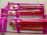 水粉笔套装 美术油画红杆笔 6支尼龙油画用刷水彩笔丙烯画笔批发
