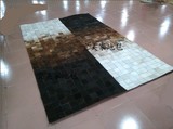 新古典后现代牛皮拼接地毯颜色渐变格子客厅休息区餐厅地毯可定做