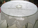 欧式餐桌布艺圆桌布玻璃纱重工刺绣收藏级手工艺术品