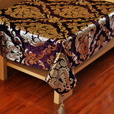 欧式桌布 床头柜盖布 紫色烫银大马士革现代桌布 餐桌布台布包邮