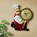 欧式田园时钟 时尚个性创意树脂厨师艺术壁挂钟 客厅卧室厨房钟表