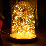 火树银花实木玻璃罩夜灯北欧风LED装饰台灯送女朋友生日结婚礼物