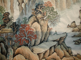 手绘六尺整张横幅《溪山红树图》长1.8米高98厘米18平尺巨幅国画