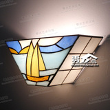 蒂凡尼地中海客厅电视背景墙壁灯一帆风顺帆船灯现代时尚创意壁燈